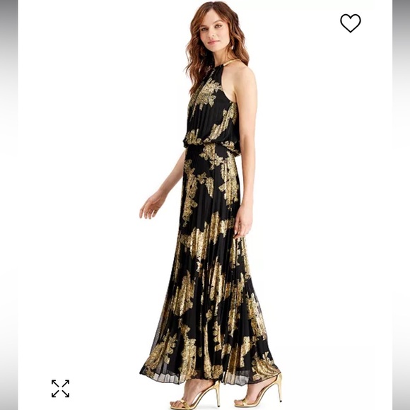 NWT MSK Metallic Pleated Blouson Gown - Picture 5 of 9